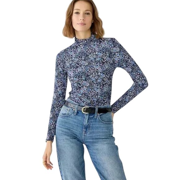 J. Crew Ruched Floral Turtleneck - Picture 1 of 7